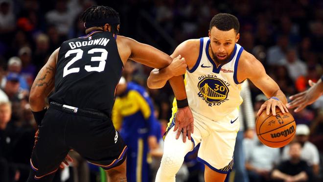乔丹·古德温关键防守限制斯蒂芬·库里，太阳附